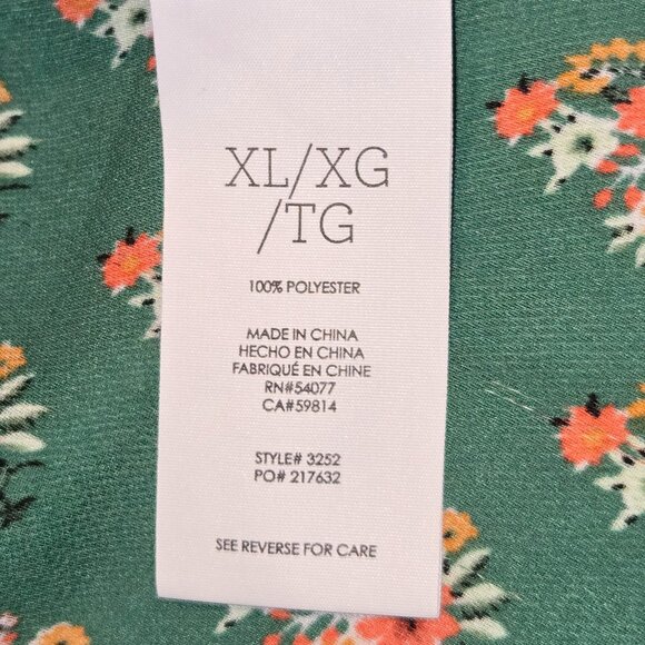 CAbi Stevie Blouse Green Floral Short Sleeve Top Style 3252 Size XL - Picture 4 of 4